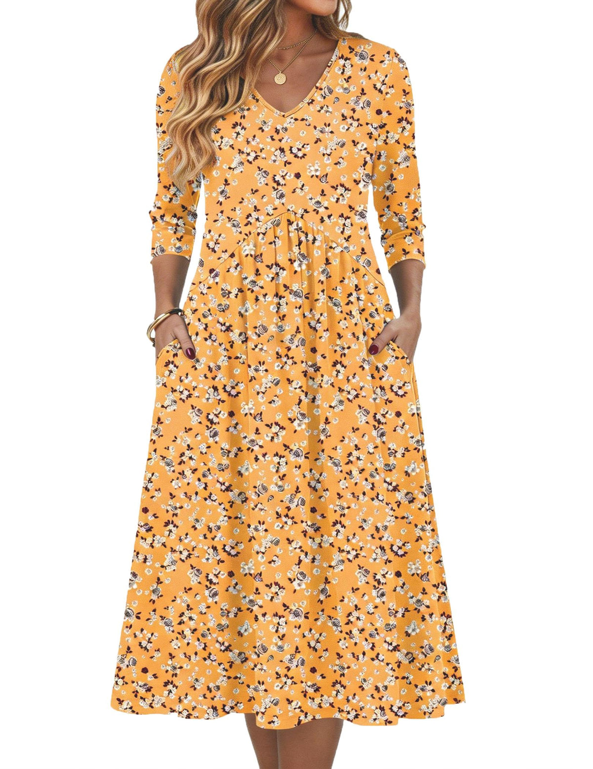 Zeagoo Summer Dresses for Women 2026 3/4 Sleeve Casual Midi Tshirt Dresses