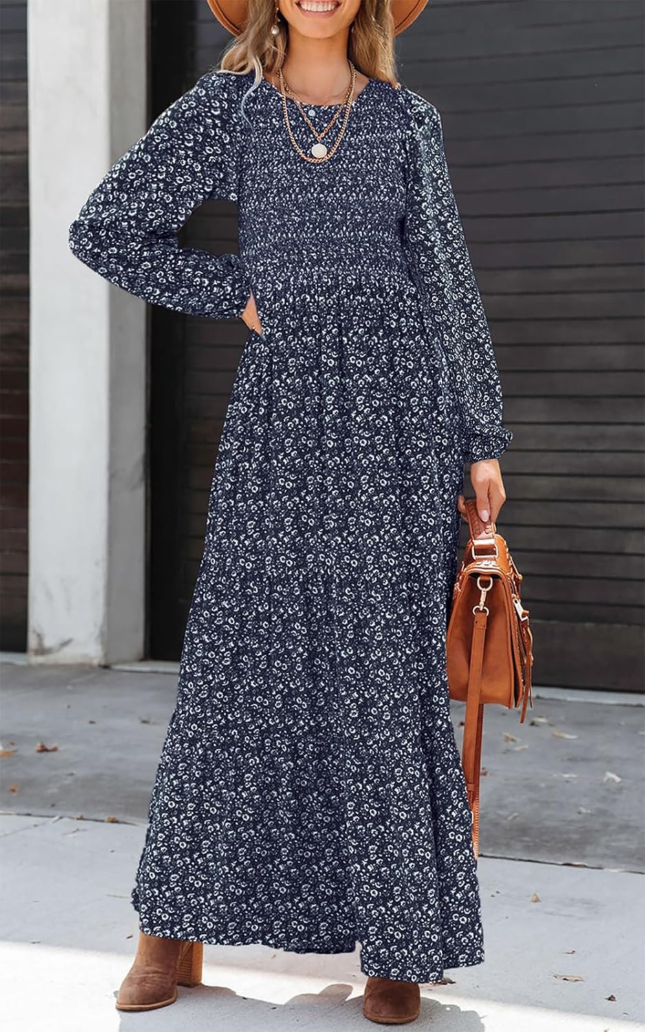 PRETTYGARDEN Long Sleeve Floral Maxi Fall Dresses for Women Trendy Outfits