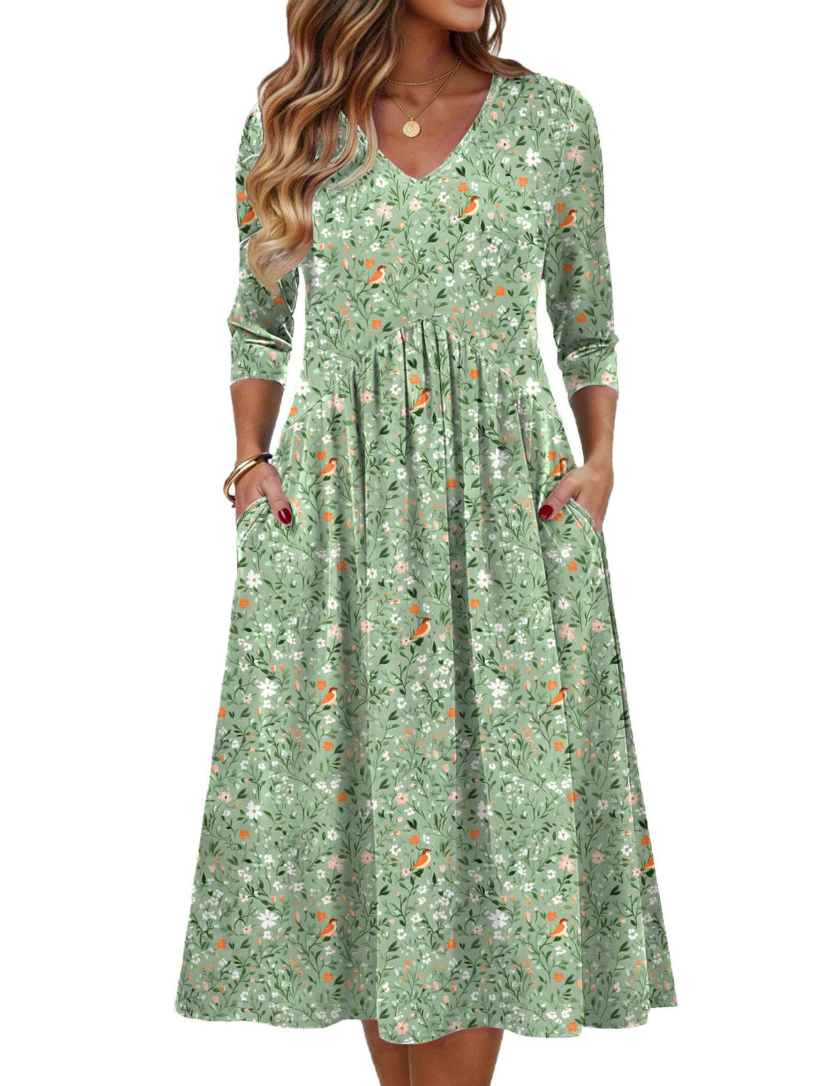 Zeagoo Summer Dresses for Women 2026 3/4 Sleeve Casual Midi Tshirt Dresses