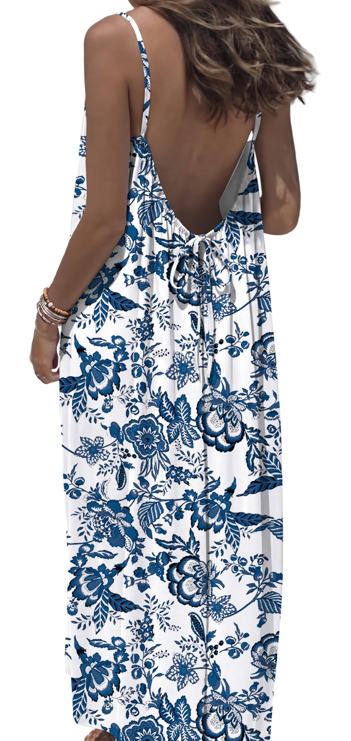OFEEFAN Summer Dresses for Women 2026 Backless Cami Maxi Sundresses Spaghetti Strap Beach Vacation Clothes Swimsuit Coverup