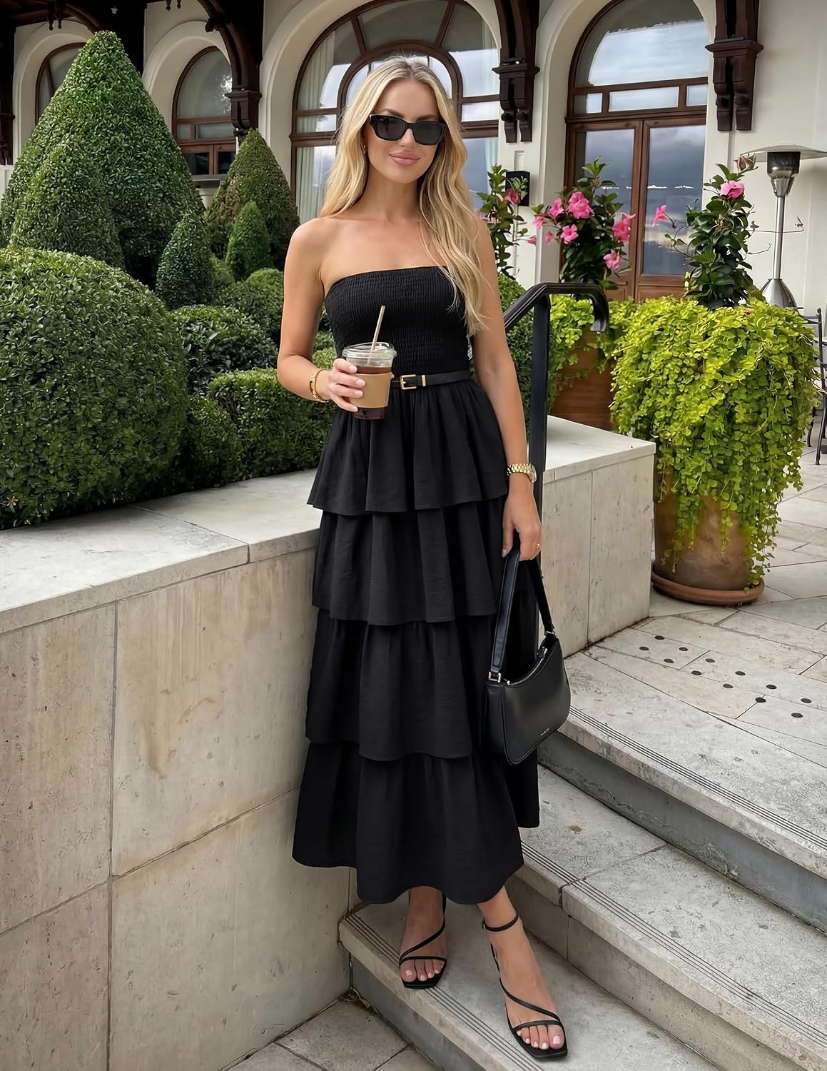 ZESICA Womens 2026 Summer Boho Strapless Maxi Dresses