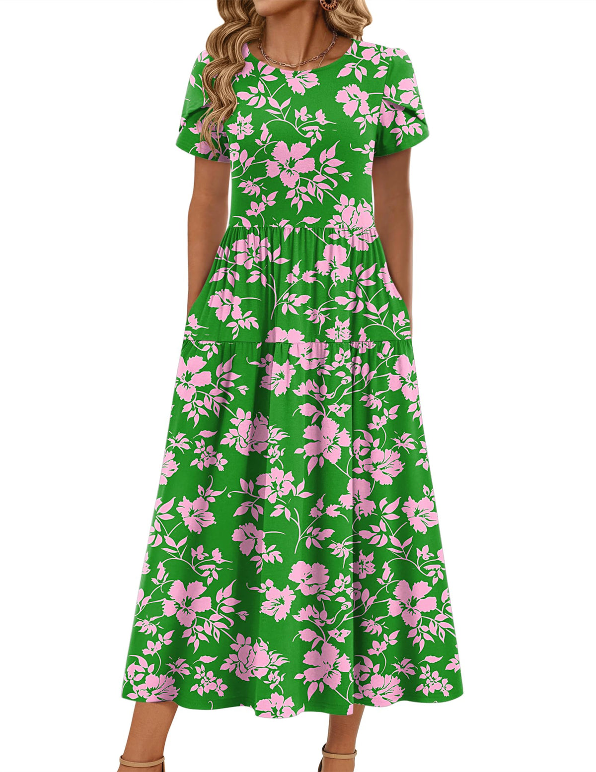 Zeagoo Summer Dresses for Women 2026 Maxi Bohemian Short Sleeve Long Dress