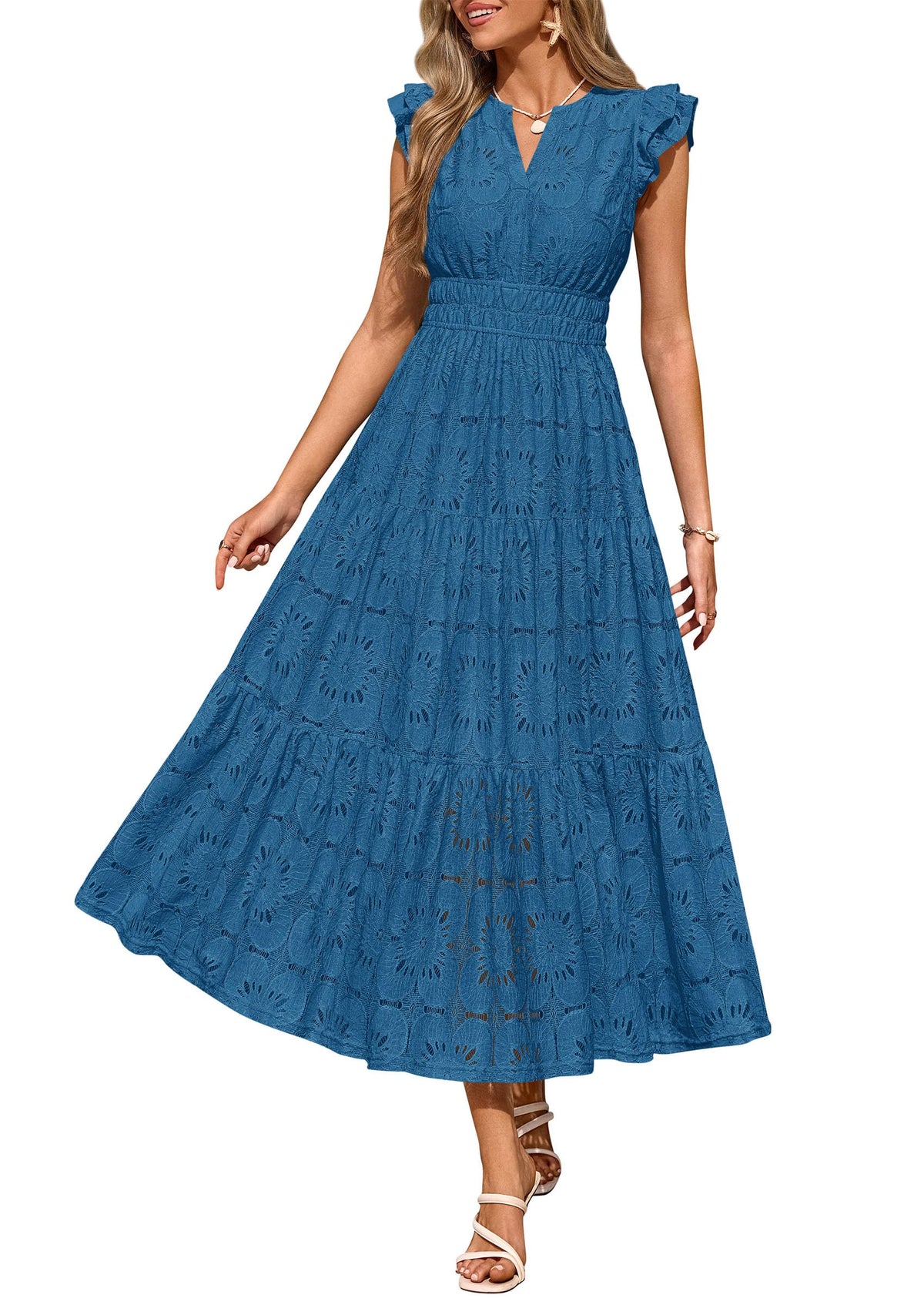 PRETTYGARDEN Women's Summer Eyelet Boho Maxi Dresses