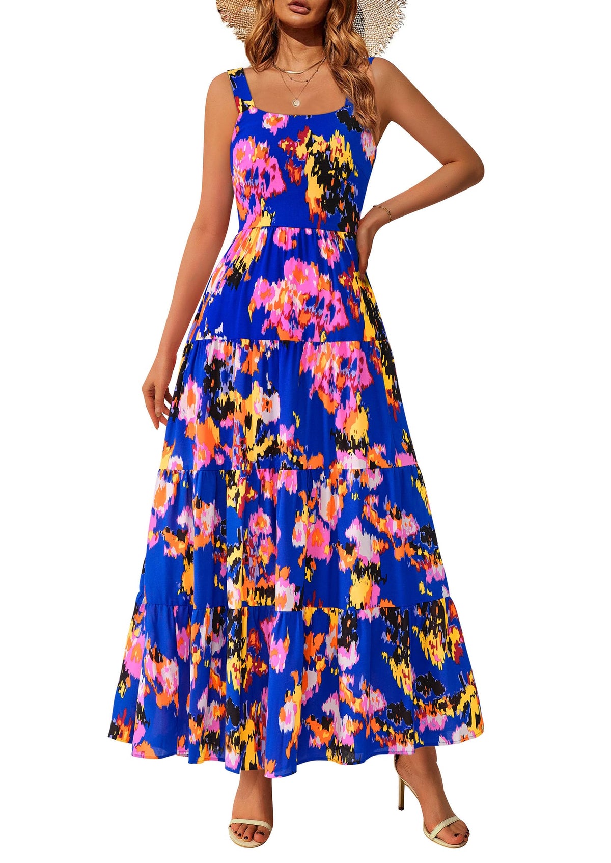 PRETTYGARDEN Womens 2026 Summer Dresses Fashion Clothing Floral Maxi Dress Ruffle Long Flowy Boho Beach Vacation Sundresses