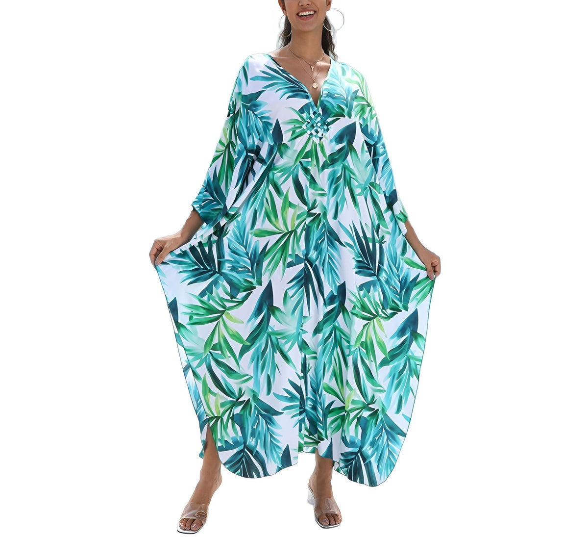 KEYLORTING Plus Size Kaftan Dress Women, African Moo Moo Print Caftan, Batwing Dress, Beach Cover Up for Party and Loungewear