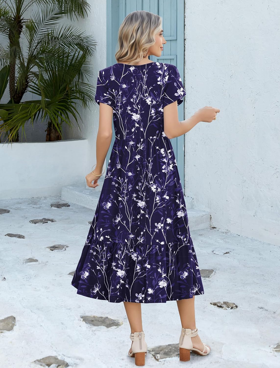 HOTOUCH Summer Dresses for Women 2026 Casual Midi Boho T Shirt Dress Ladies Sundress Aline Long Beach Vacation Clothes