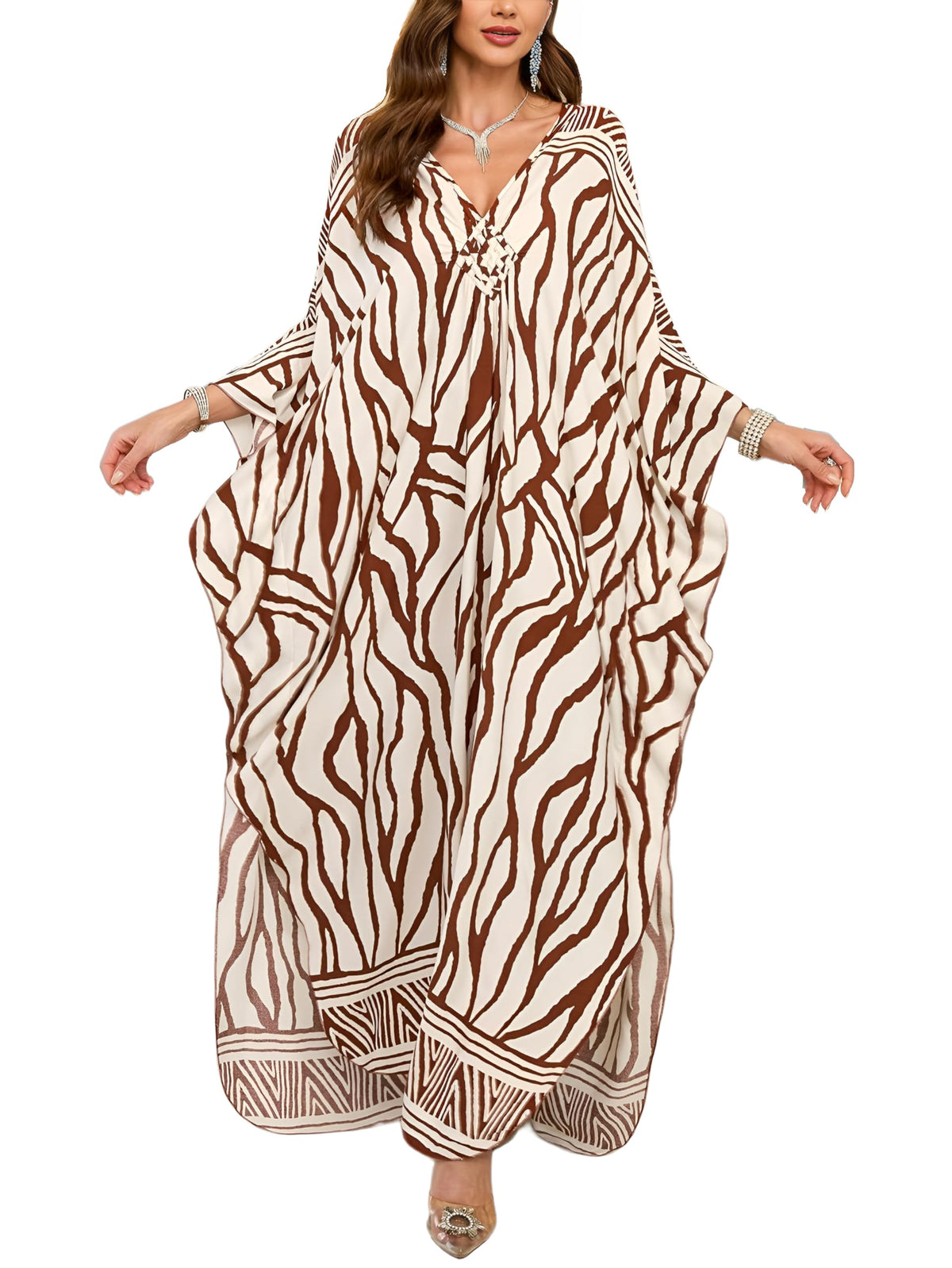 KEYLORTING Plus Size Kaftan Dress Women, African Moo Moo Print Caftan, Batwing Dress, Beach Cover Up for Party and Loungewear