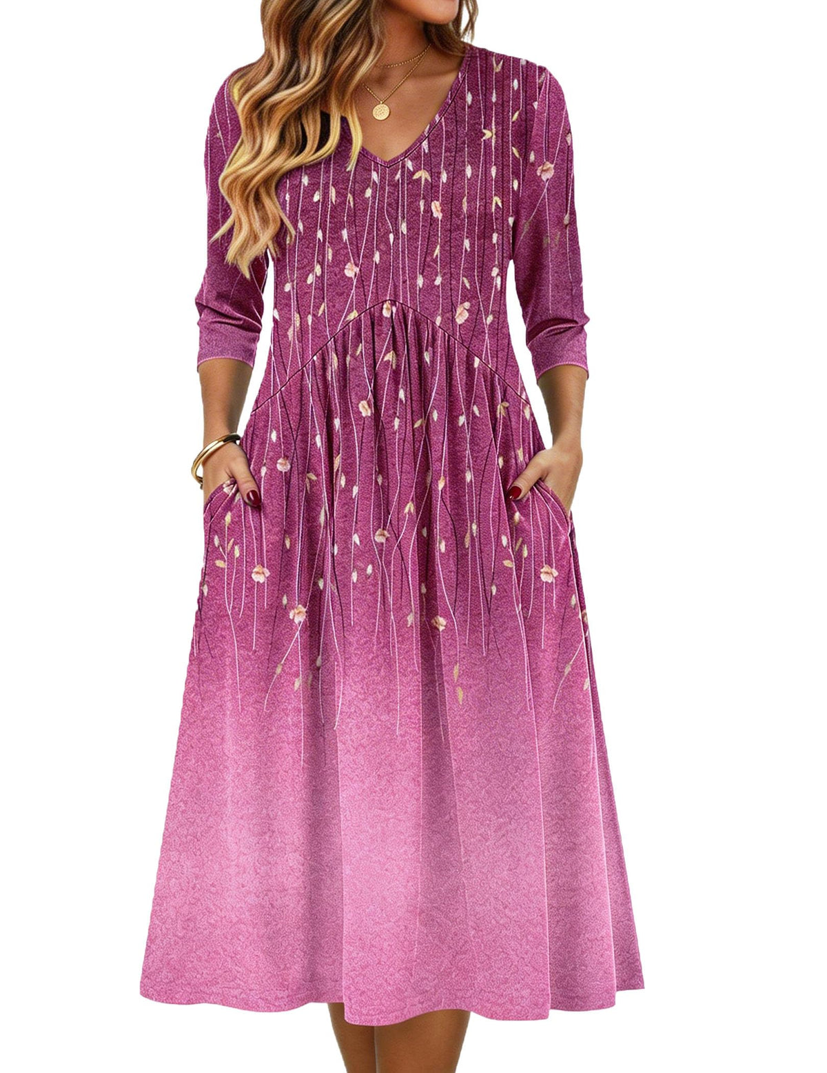 Zeagoo Summer Dresses for Women 2026 3/4 Sleeve Casual Midi Tshirt Dresses