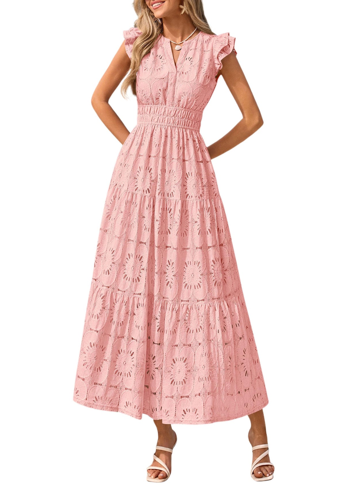 PRETTYGARDEN Women's Summer Eyelet Boho Maxi Dresses