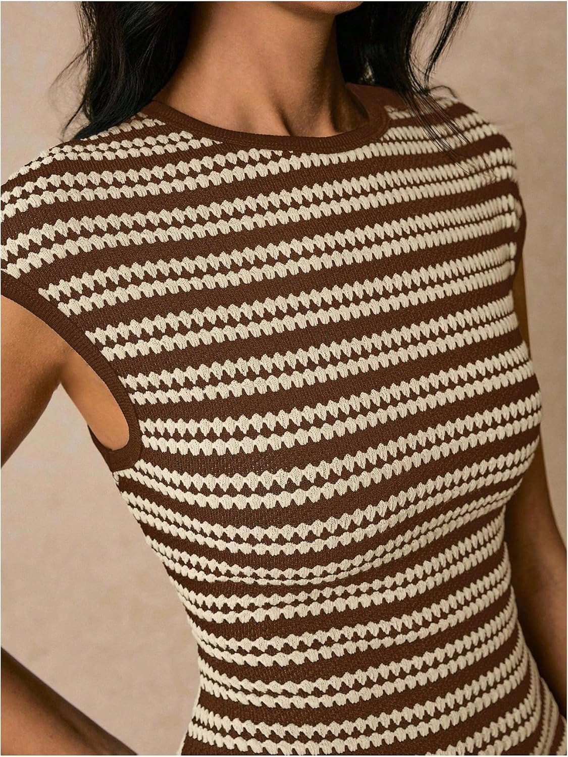 SOLY HUX Women's Striped Midi Dress Casual Work Knit Bodycon Summer Dresses