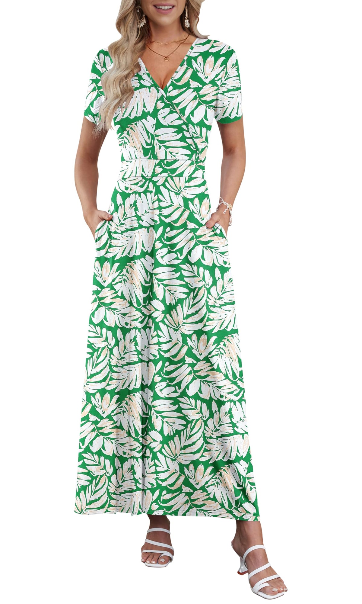 AUSELILY Maxi Dresses for Women Ankle Length Floral Beach Long Flowy Dress