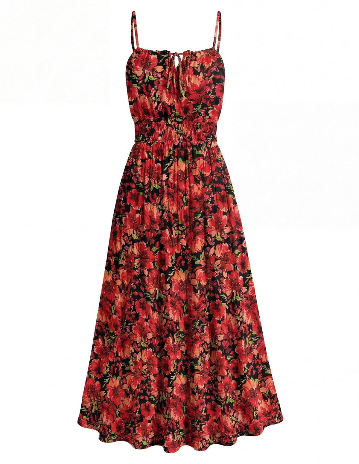 GRACE KARIN 2026 Women's Hawaiian Midi Sundress Summer Vacation Spaghetti Floral Clothes Boho Casual Dresses with Pockets