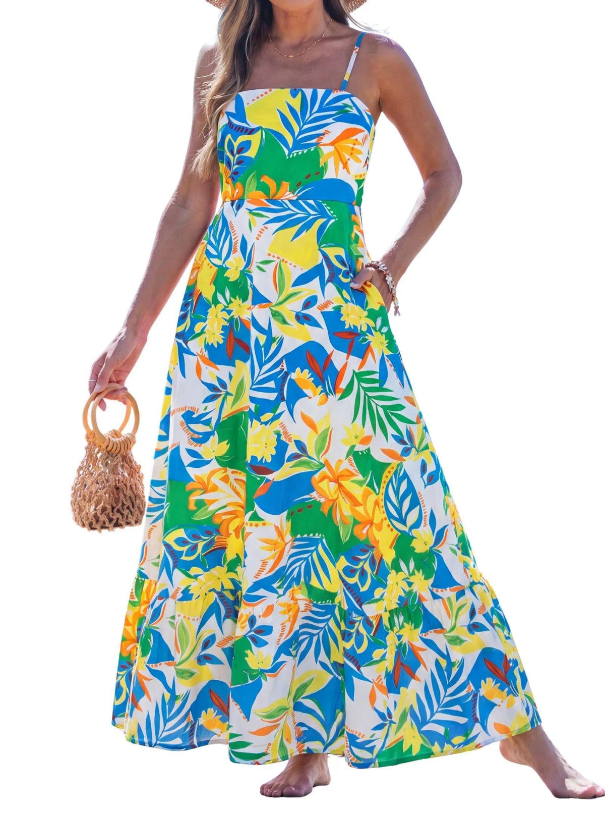 popvil Women Summer Maxi Dress 2026 Spaghetti Strap Long Beach Dress