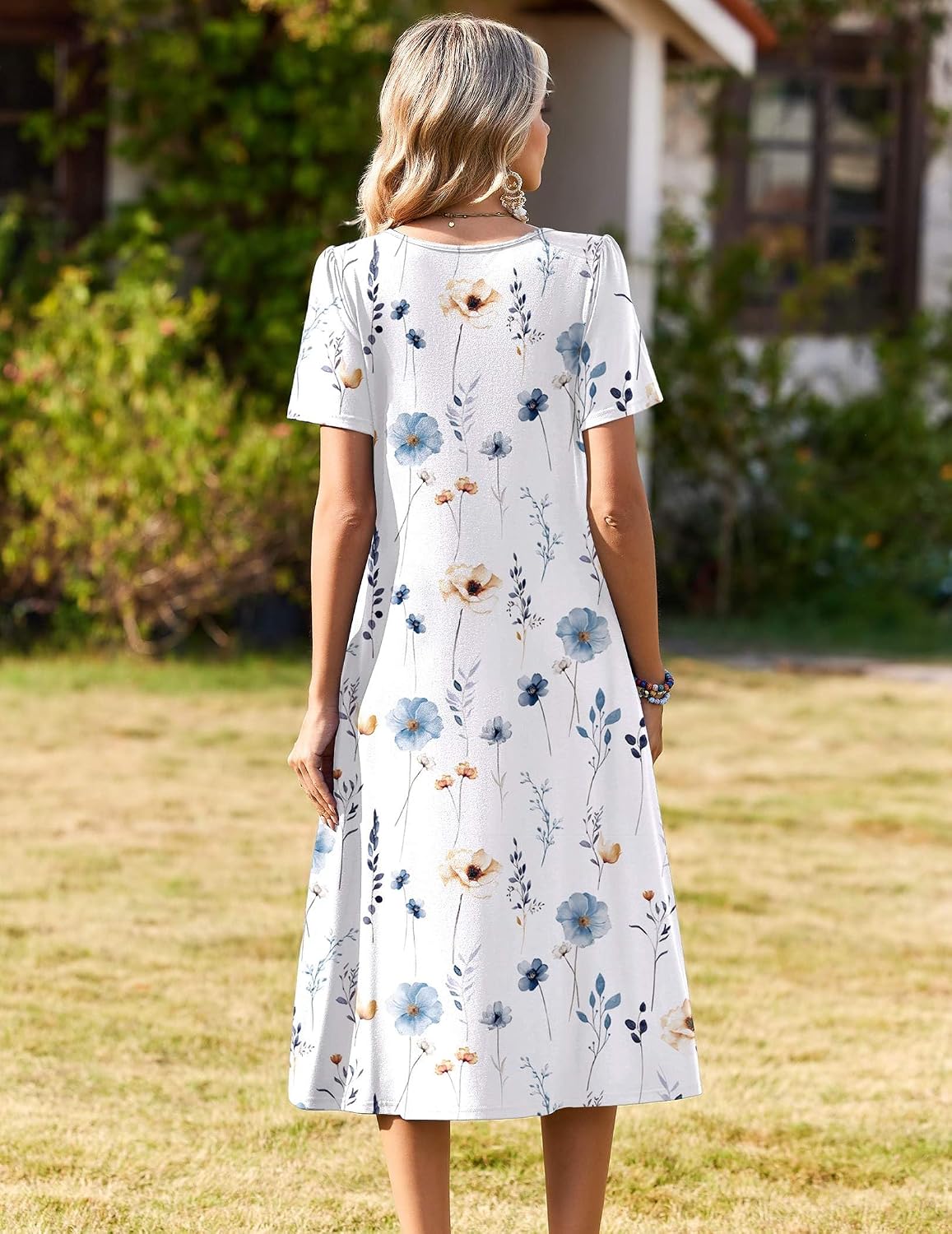 Zeagoo Summer Casual Dress for Womens Floral Midi Sundress with Pockets