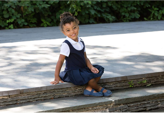 French Toast Girls' Short Sleeve 2-Fer Pleated Dress