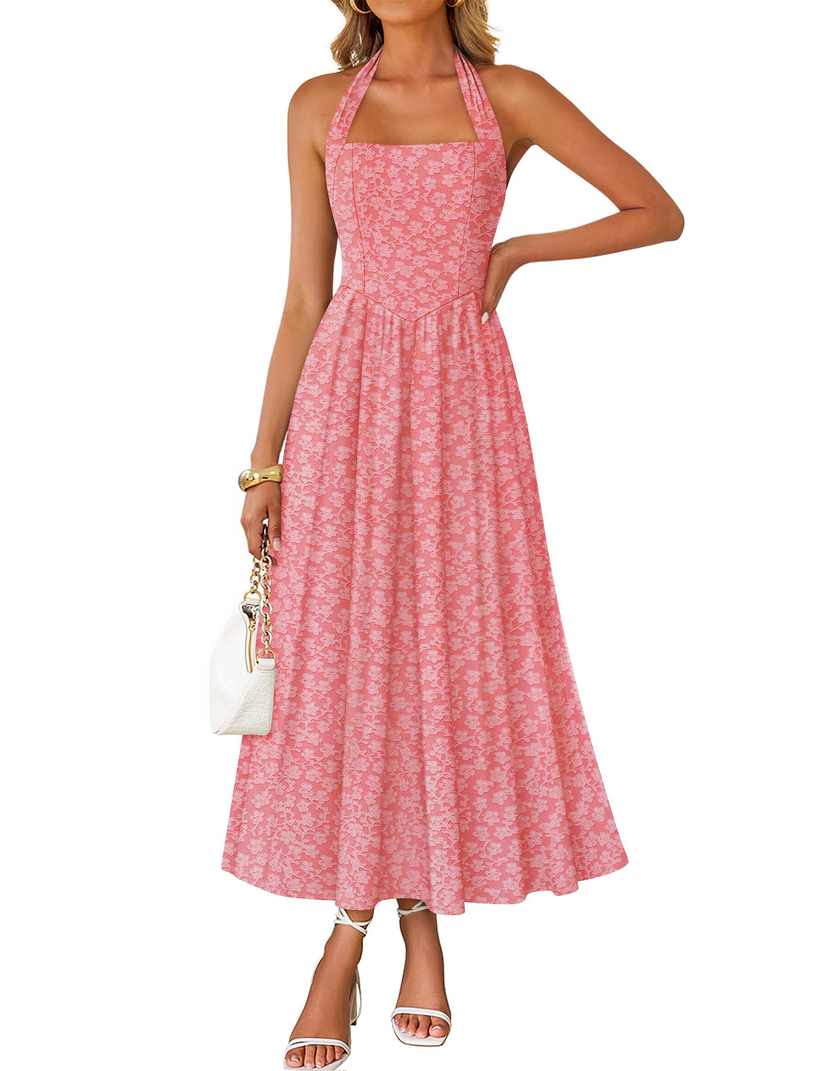 ZESICA Women's Summer Sleeveless Floral Wedding Guest Maxi Dress