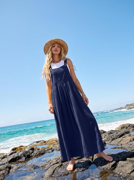 Lepunuo Summer Dresses Women Bib Overall Dresses Adjustable Beach