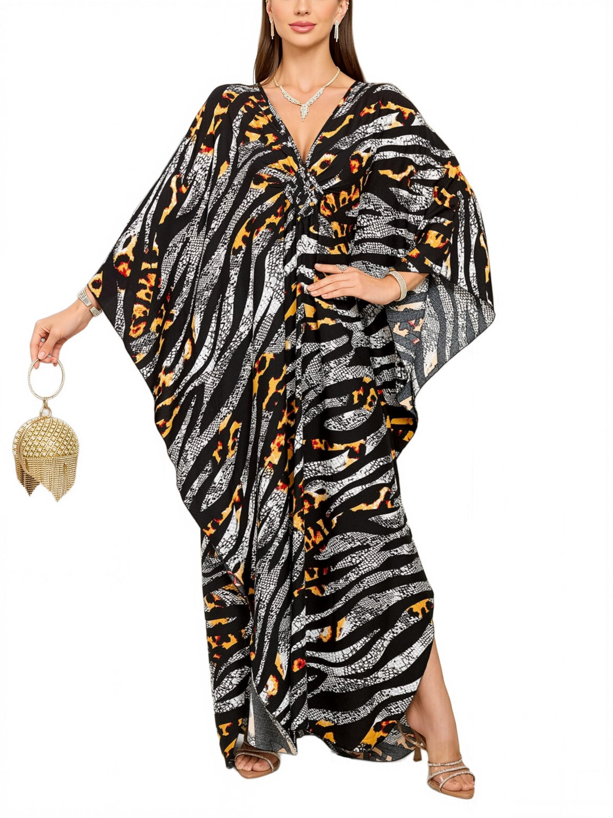 KEYLORTING Plus Size Kaftan Dress Women, African Moo Moo Print Caftan, Batwing Dress, Beach Cover Up for Party and Loungewear
