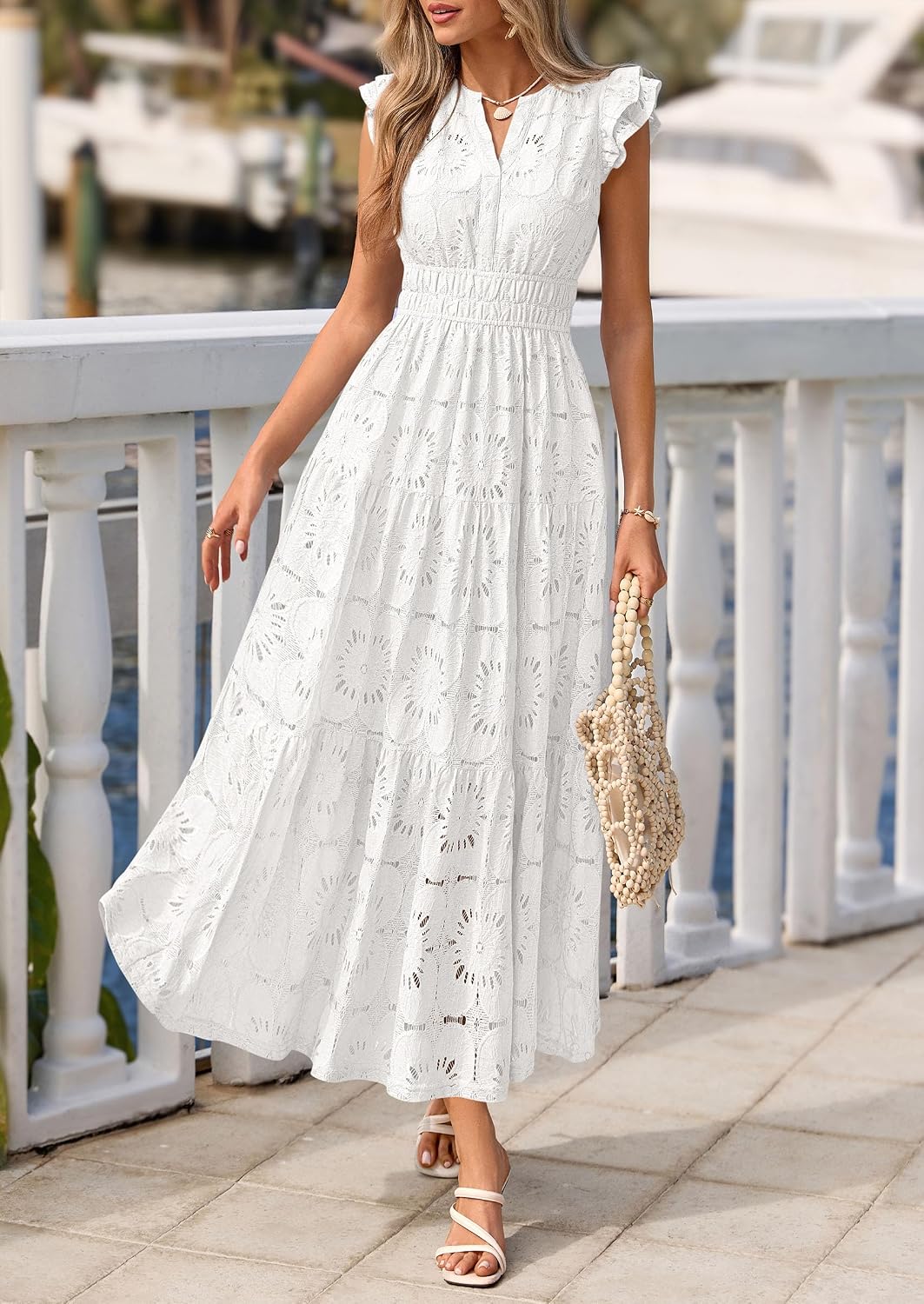 PRETTYGARDEN Women's Summer Eyelet Boho Maxi Dresses