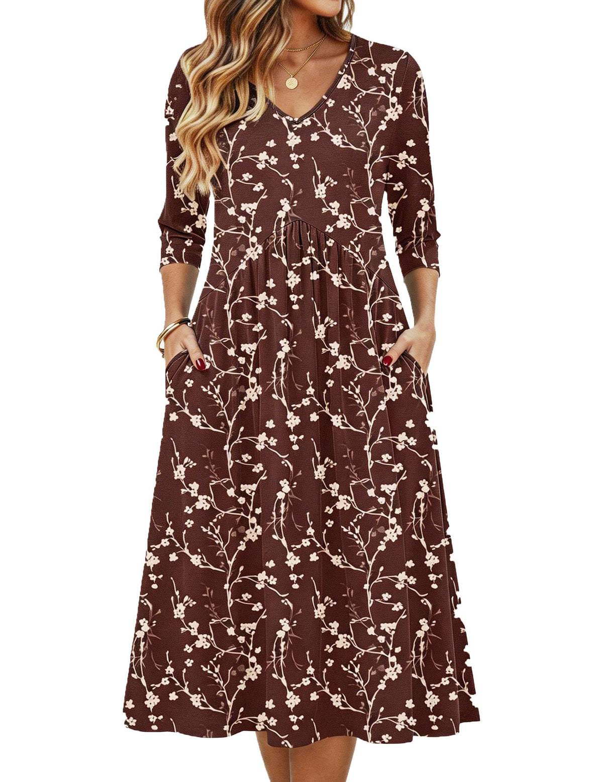 Zeagoo Summer Dresses for Women 2026 3/4 Sleeve Casual Midi Tshirt Dresses