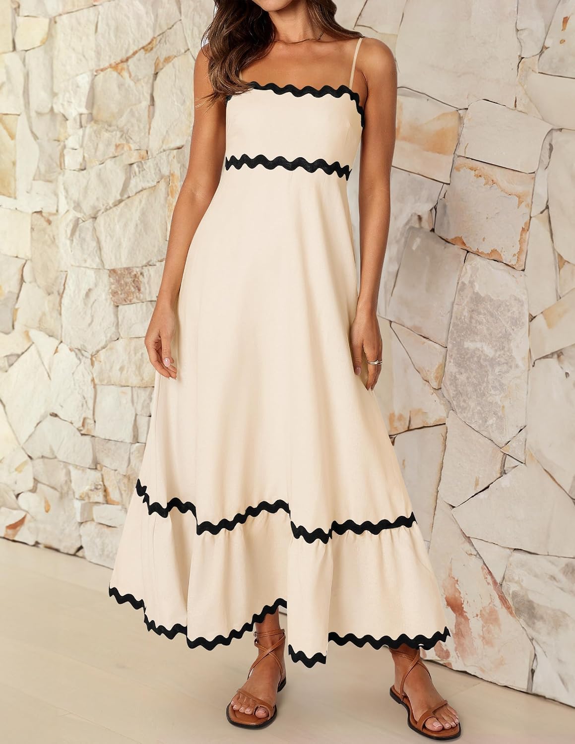 ZESICA Women's 2026 Summer Spaghetti Straps Midi Dress