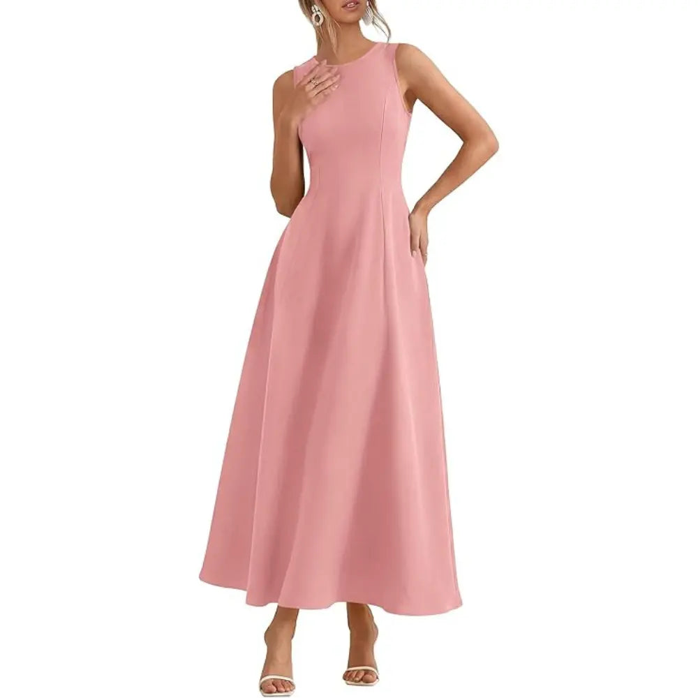 PrettyGarden Women's Maxi Dress Summer Wedding Guest Spring A Line Long Tank Flowy Modest Sleeveless Cocktail Dresses-[Valentine's Gift]