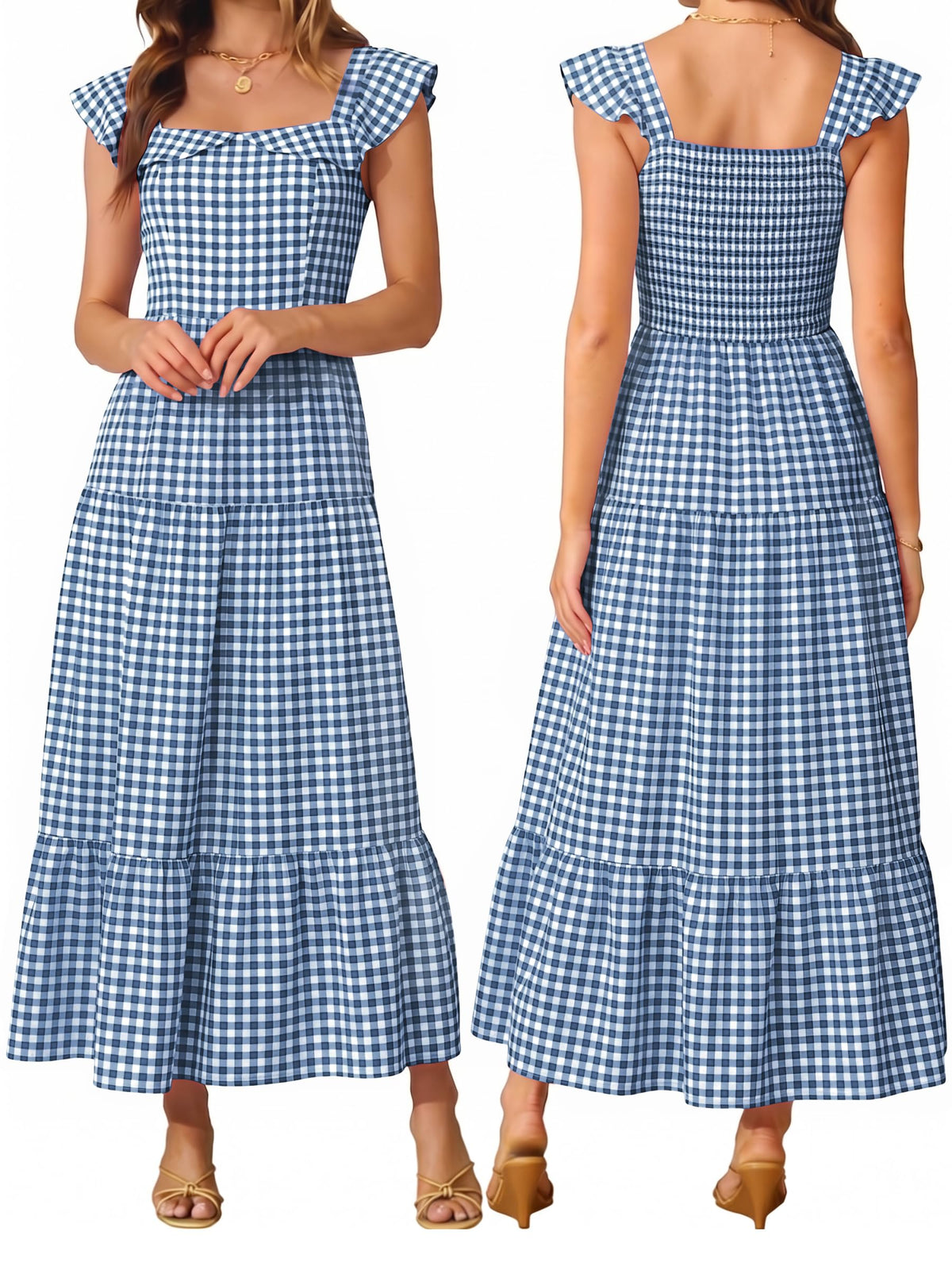 Womens Summer Sleeveless Maxi Dress Square Neck