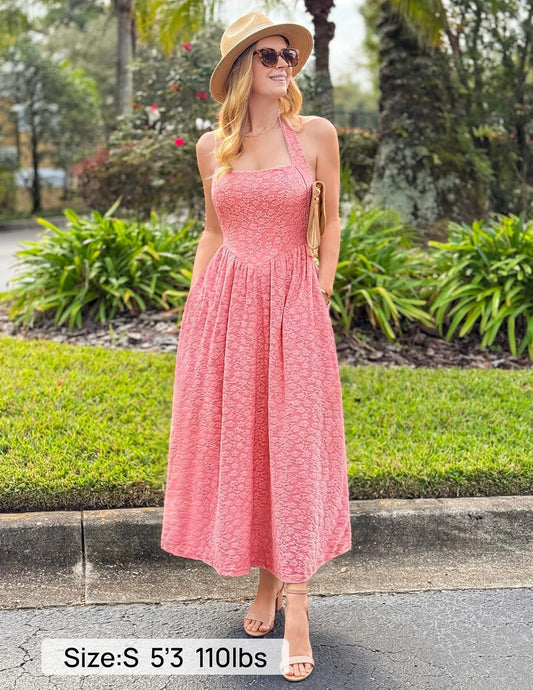 ZESICA Women's Summer Sleeveless Floral Wedding Guest Maxi Dress