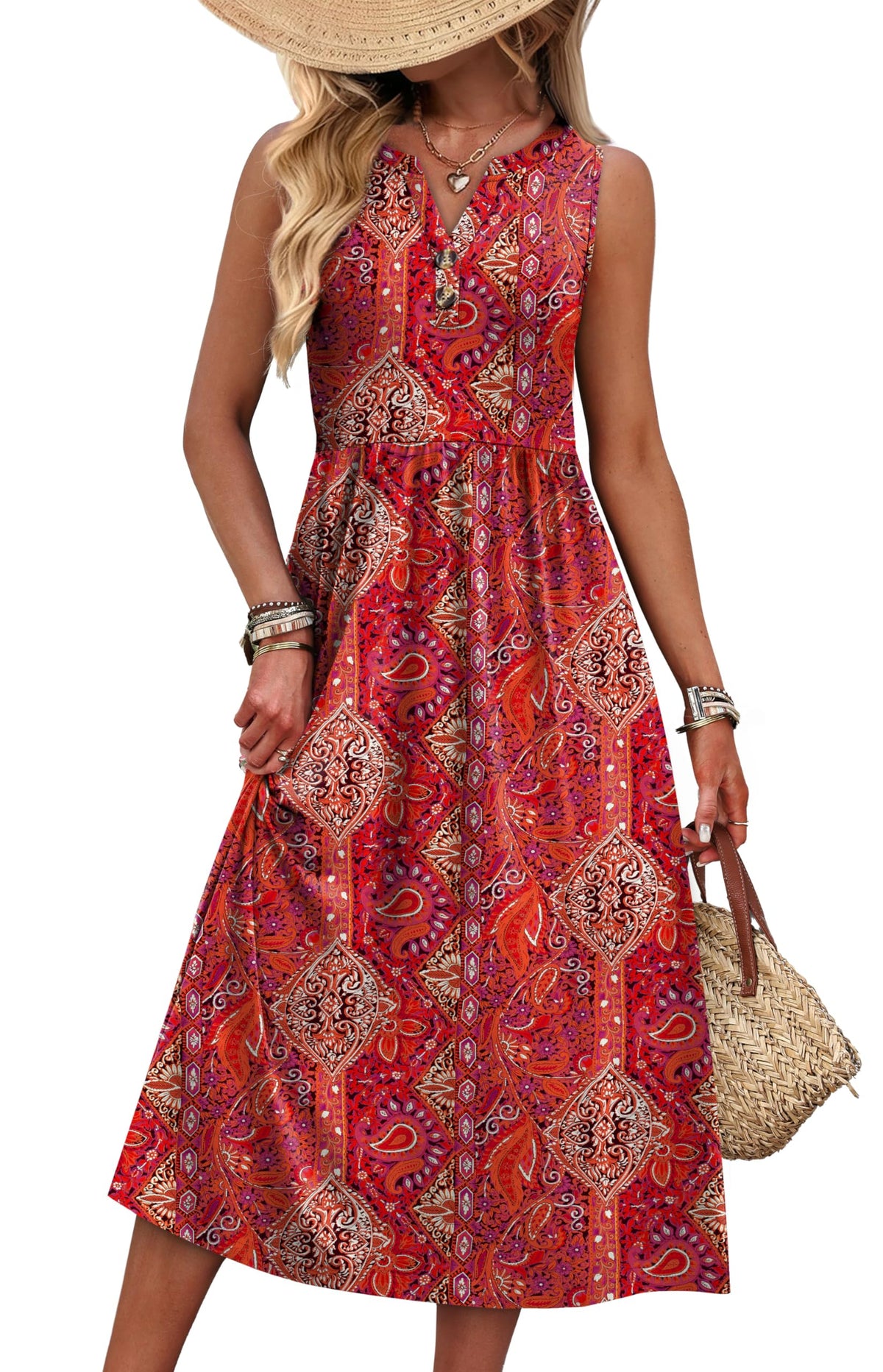 WIHOLL Women's Summer Dresses Maxi Dress Vacation Beach Sundresses 2026 with Pockets