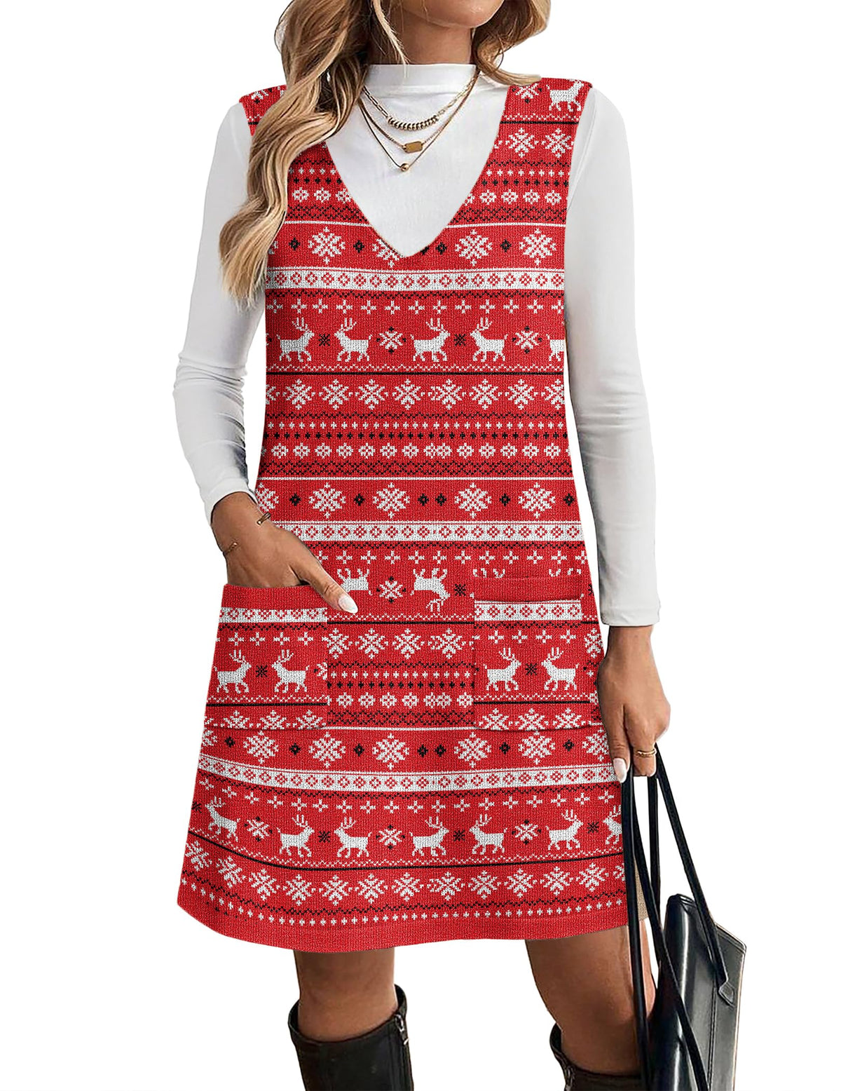 Zeagoo Women's Sweater Vest Dresses for Women 2026 V Neck Sleeveless Knit Pullover Sweater with Pockets Fall Winter Outfits