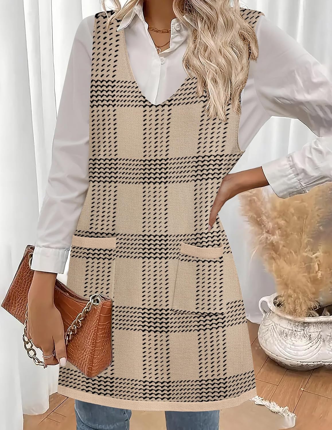 Zeagoo Women's Sweater Vest Dresses for Women 2026 V Neck Sleeveless Knit Pullover Sweater with Pockets Fall Winter Outfits