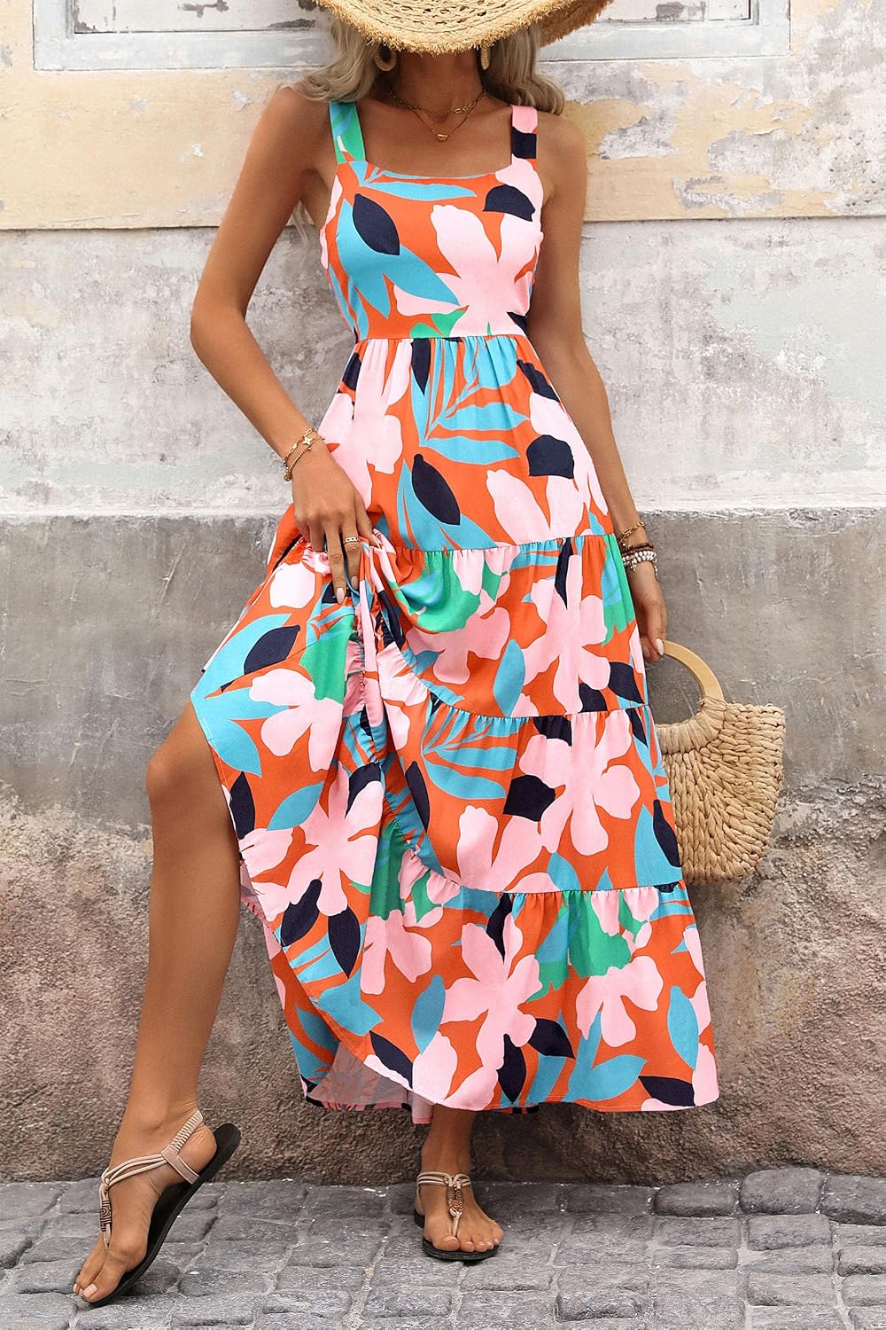 PRETTYGARDEN Womens 2026 Summer Dresses Fashion Clothing Floral Maxi Dress Ruffle Long Flowy Boho Beach Vacation Sundresses