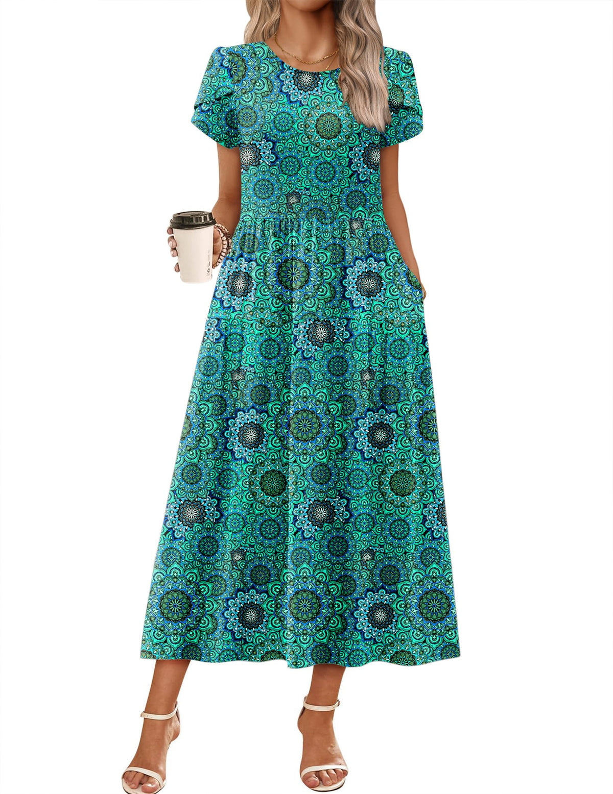 Zeagoo Summer Dresses for Women 2026 Maxi Bohemian Short Sleeve Long Dress