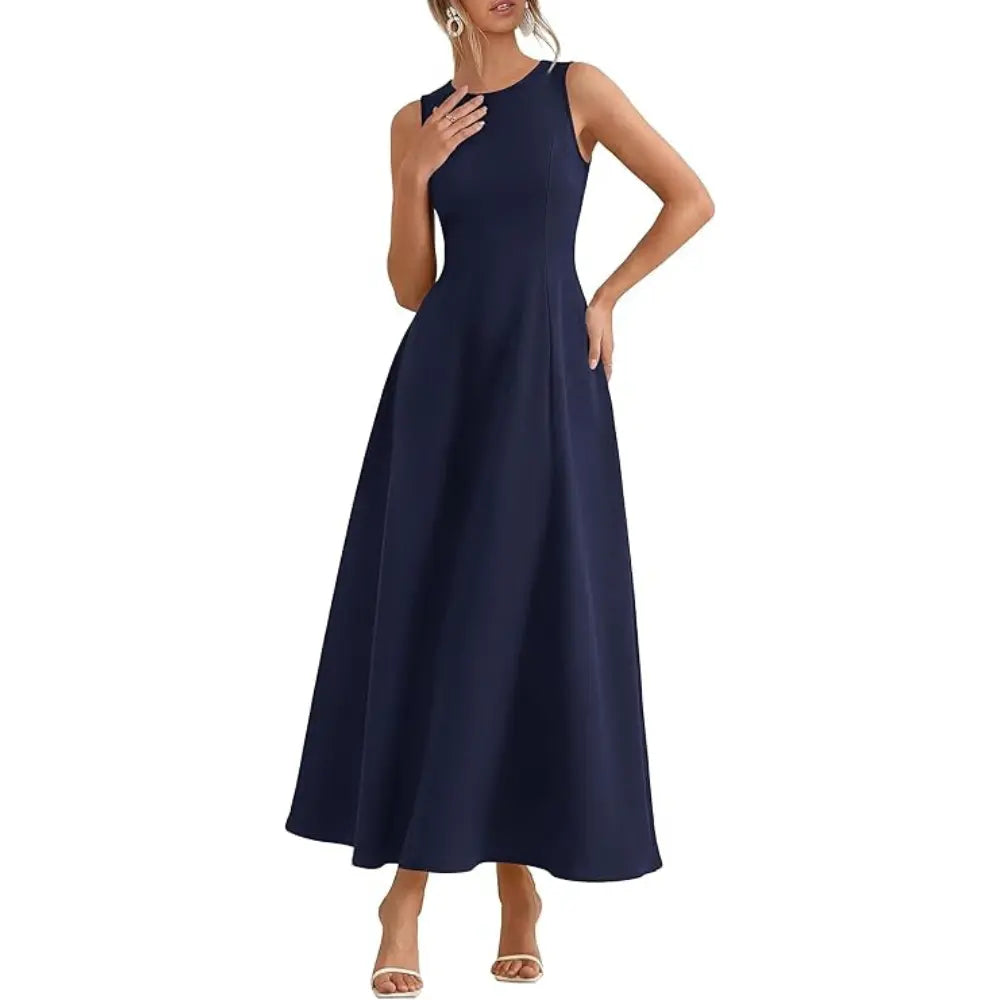 PrettyGarden Women's Maxi Dress Summer Wedding Guest Spring A Line Long Tank Flowy Modest Sleeveless Cocktail Dresses-[Valentine's Gift]