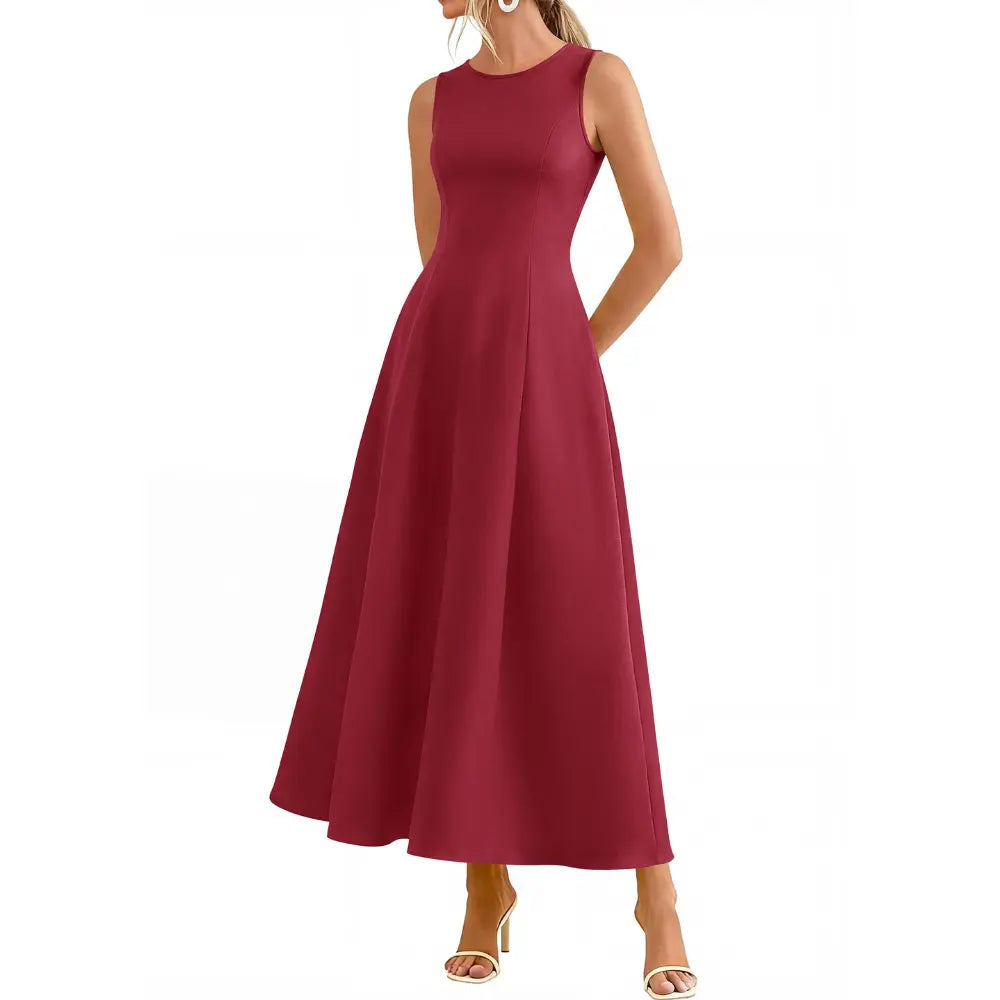 PrettyGarden Women's Maxi Dress Summer Wedding Guest Spring A Line Long Tank Flowy Modest Sleeveless Cocktail Dresses-[Valentine's Gift]