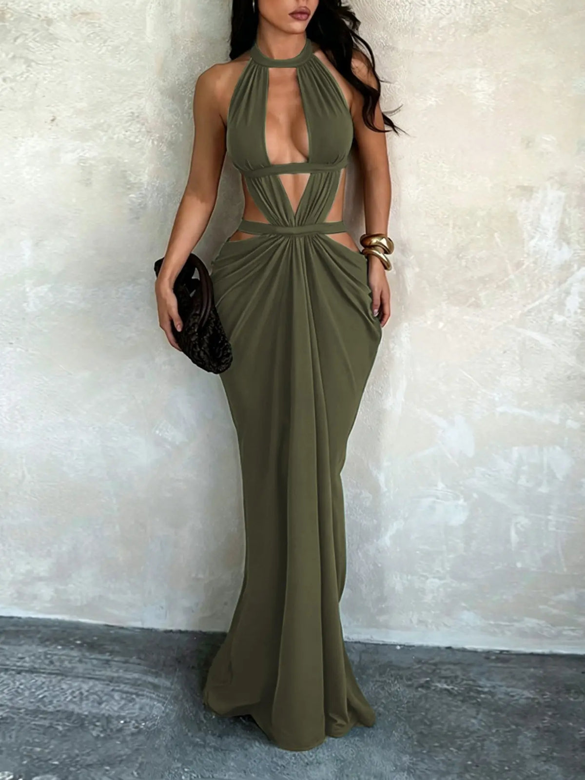 Shimmering Ribbon Vacation Cutout Dress, Elegant Hollow Out Design, Perfect for Summer Parties, Chic and Comfortable Evening Wear, Elegance