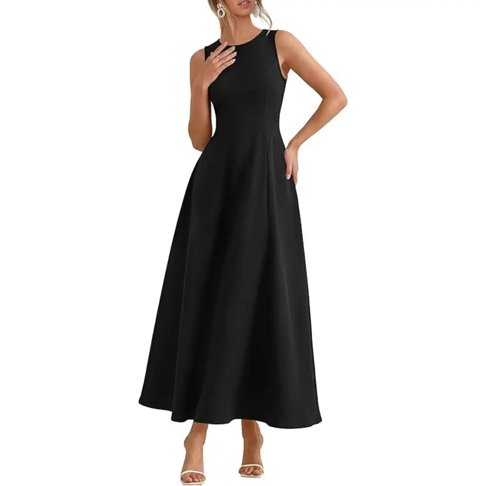 PrettyGarden Women's Maxi Dress Summer Wedding Guest Spring A Line Long Tank Flowy Modest Sleeveless Cocktail Dresses-[Valentine's Gift]