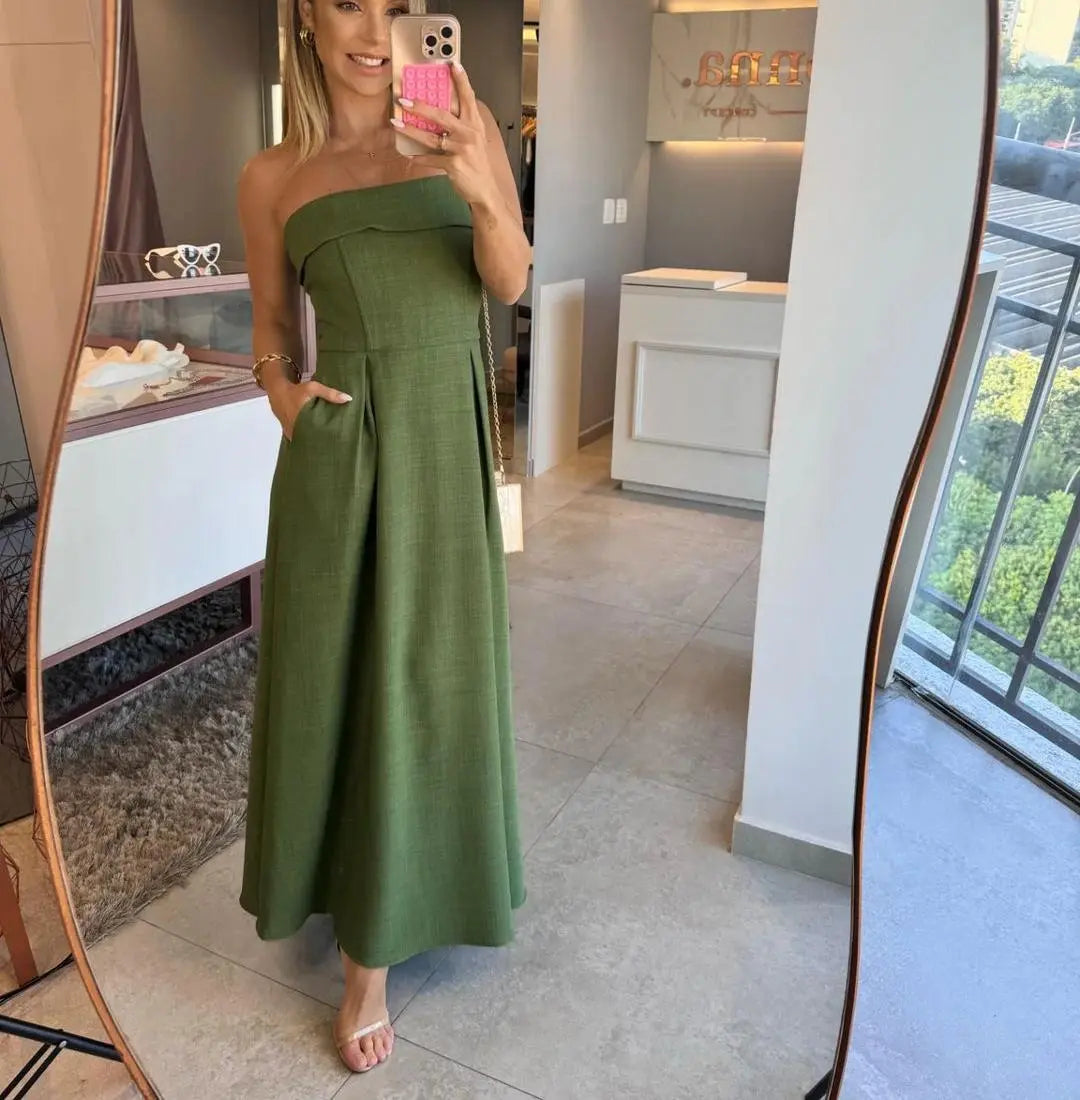 Women's Strapless Midi Dress