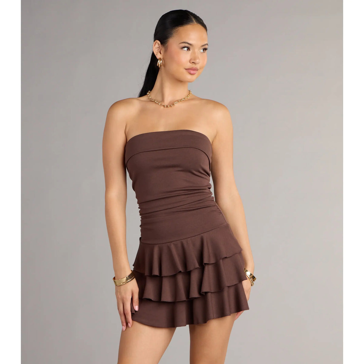 Ruffle It Up Strapless Mini Dress