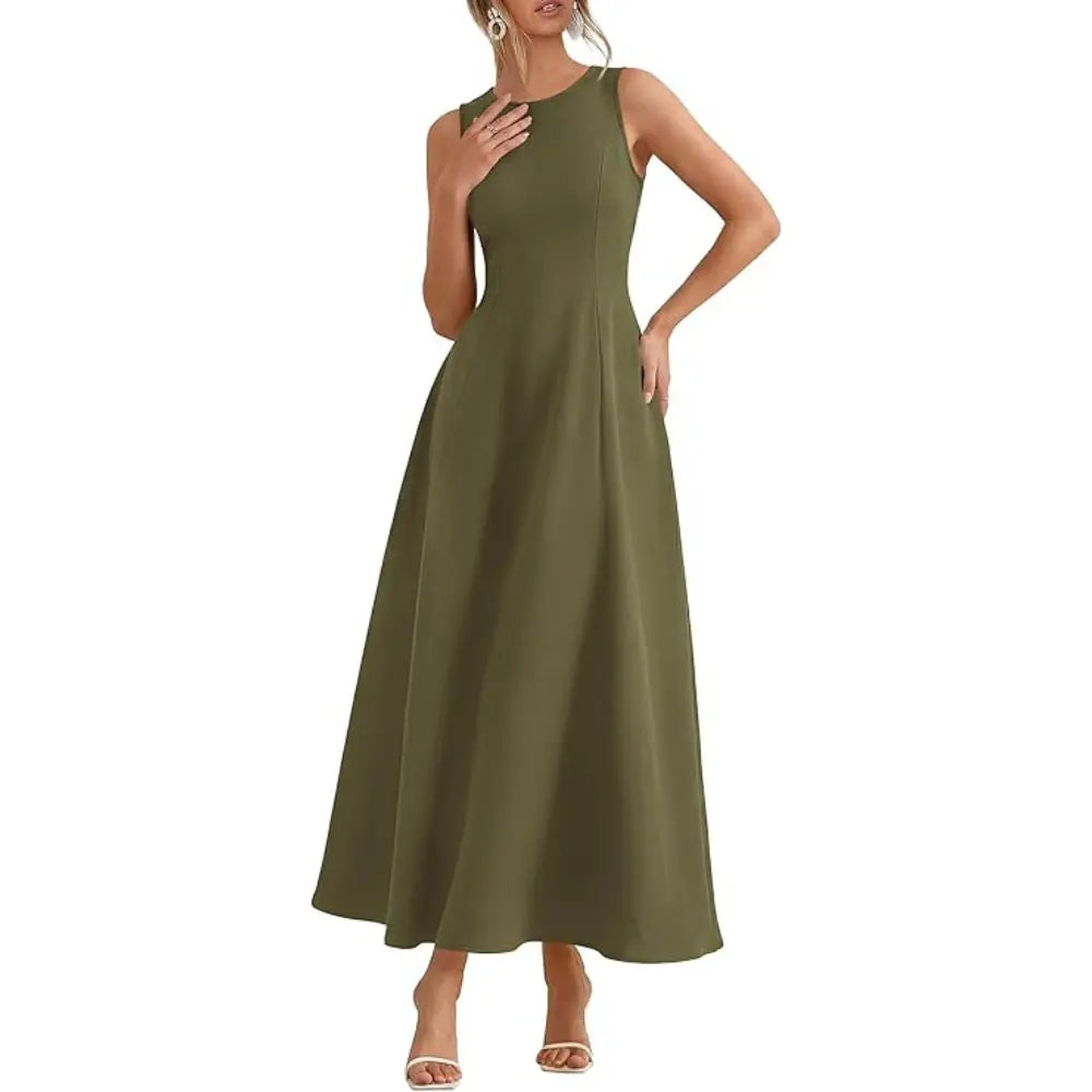 PrettyGarden Women's Maxi Dress Summer Wedding Guest Spring A Line Long Tank Flowy Modest Sleeveless Cocktail Dresses-[Valentine's Gift]