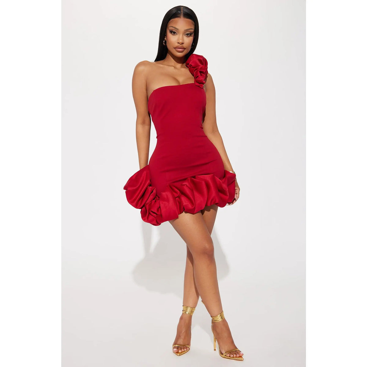 Wilma Ruffle Mini Dress - Red
